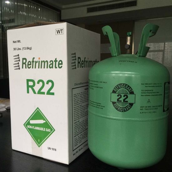 13,6 kg de cilindro de gas refrigerante R22, 99,99% de gas freón R22